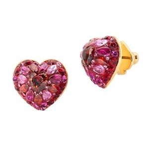 NWT ♠️ Kate Spade Pavé Crystal Heart-Shaped Stud Earrings